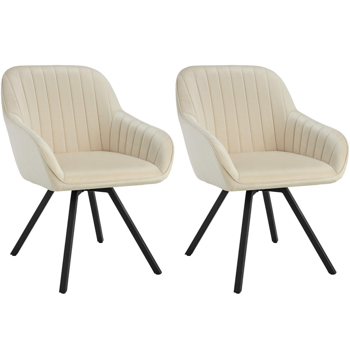 ARMLEHNSTUHL drehbarer 2er Set Snug 58 x 58 x 82 cm creme - Creme, Textil (58/82/58cm) - tectake