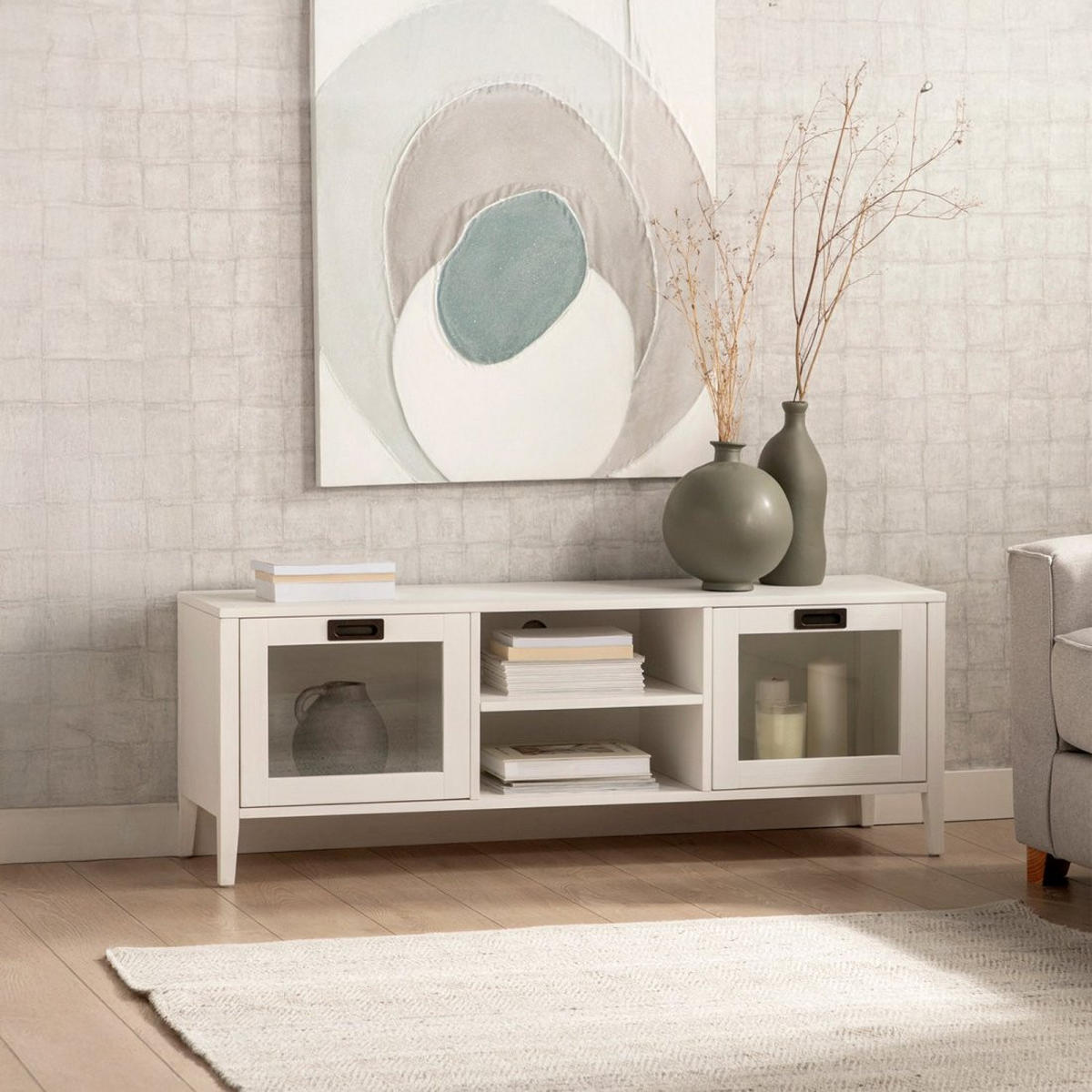 TV-ELEMENT Edan Weiß 140 cm x 50 cm - Weiß, Holzwerkstoff (140/50/40cm)