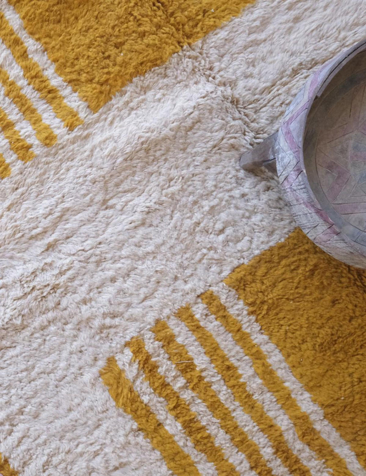 BERBERTEPPICH Design handgemacht 245x 346 cm - Gelb, Naturmaterialien (245/346cm) - AFK Living