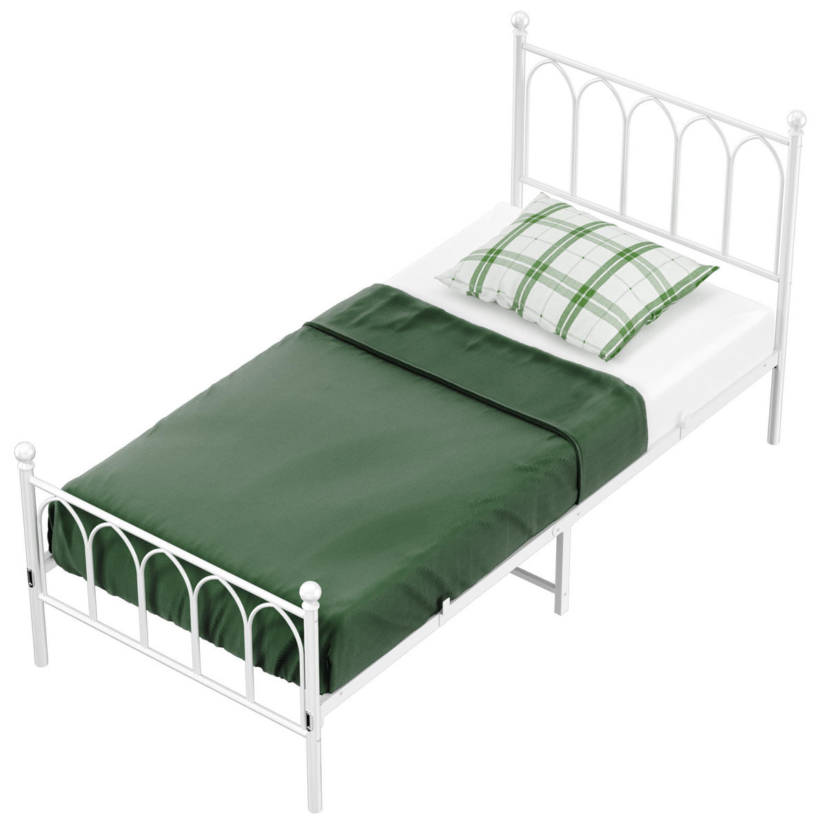METALLBETT 90/200 mit Stauraum unter dem Bett Jugendbett mit Lattenrost,Weiß - Weiß, Metall (90/200cm) - STILVORA