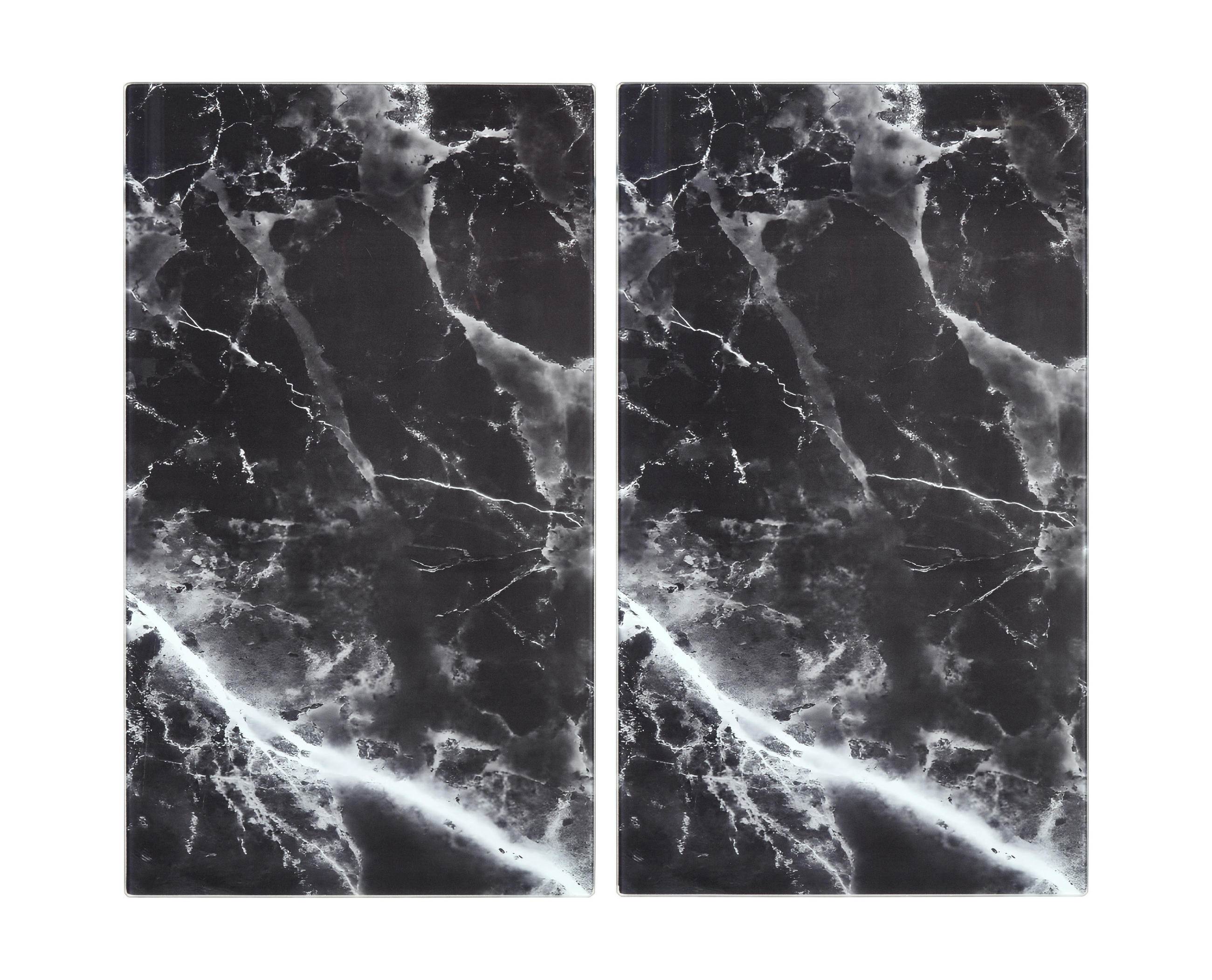 HERDABDECKPLATTE Marble Schwarz, 2-teilig - Schwarz, Glas (30/1/52cm) - Mömax