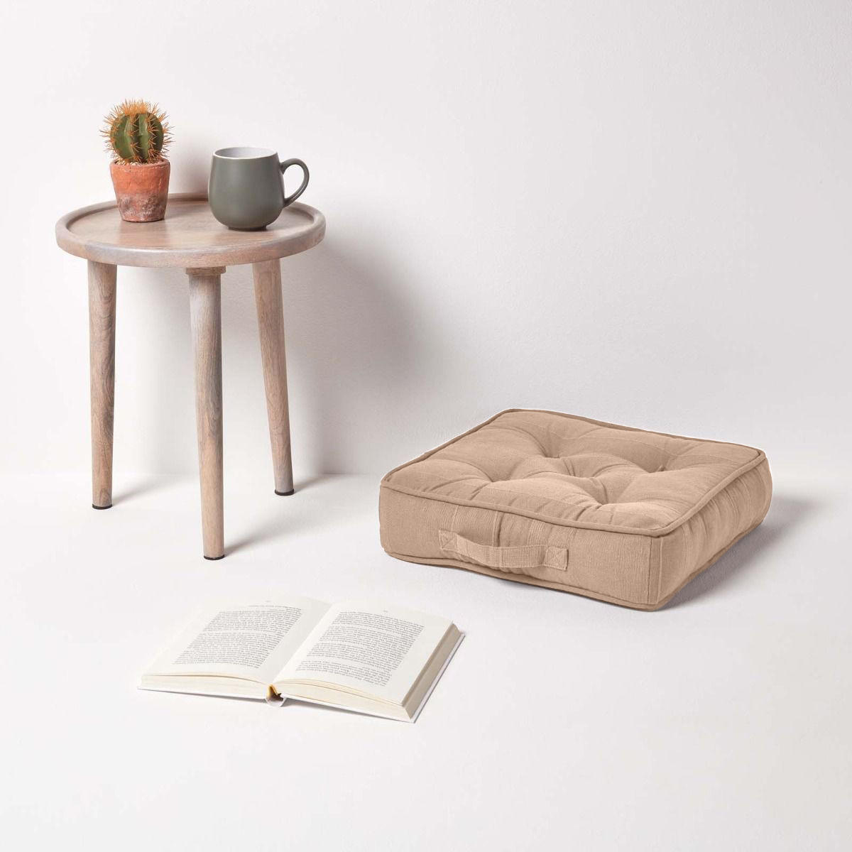 SITZKISSEN Rajput beige 40/40/8 cm - Hellbraun, Textil (40/40/8cm) - Homescapes