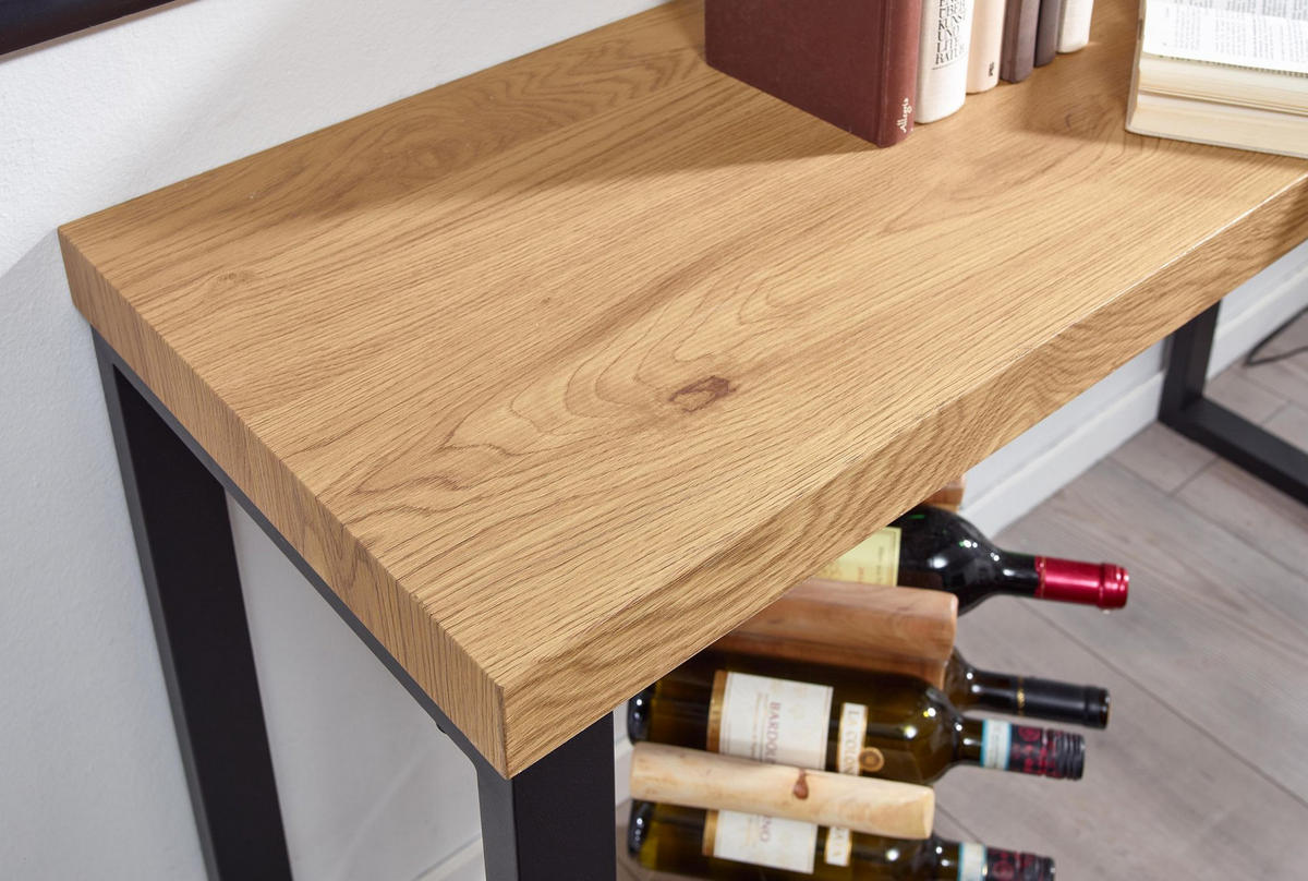 KONSOLENTISCH – Eicheoptik, große Ablagefläche, modern - Schwarz/Braun, Holz/Metall (39/120/76cm) - KADIMA DESIGN
