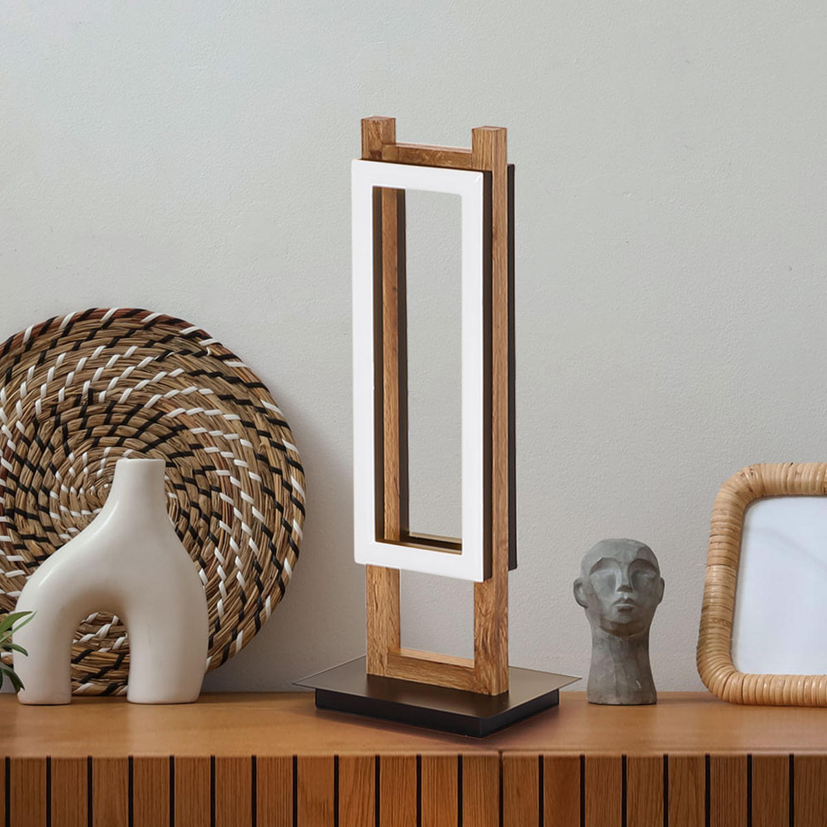 LED TISCHLEUCHTE Illa Holzoptik Braun - Braun, Kunststoff (20/15/50cm) - Globo Lighting