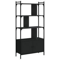 BÜCHERREGAL mit 3 Ebenen, kleinem Schrank 76,5/30/154,5 cm aus Holzwerkstoff Schwarz - Schwarz, Holz (76.5/154.5/30cm) - vidaXL