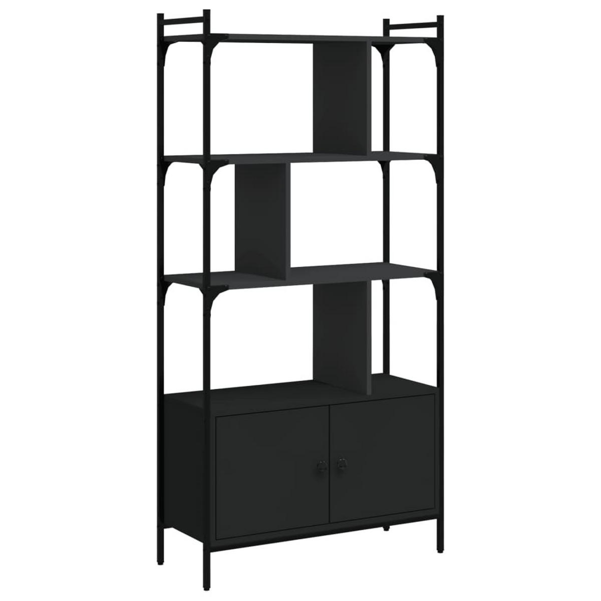 BÜCHERREGAL mit 3 Ebenen, kleinem Schrank 76,5/30/154,5 cm aus Holzwerkstoff Schwarz - Schwarz, Holz (76.5/154.5/30cm) - vidaXL