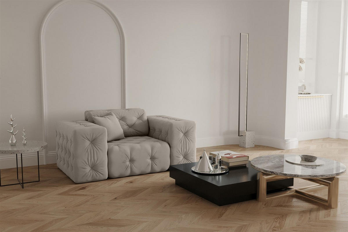 SESSEL Chantal - Creme, Holzwerkstoff/Textil (121/78/96cm) - Fun Möbel