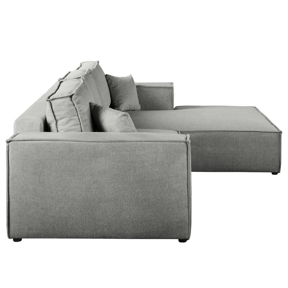 ECKSOFA mit Schlaffunktion - Longchair - Dunkelgrau/Schwarz, Kunststoff/Textil (294/185cm) - home24