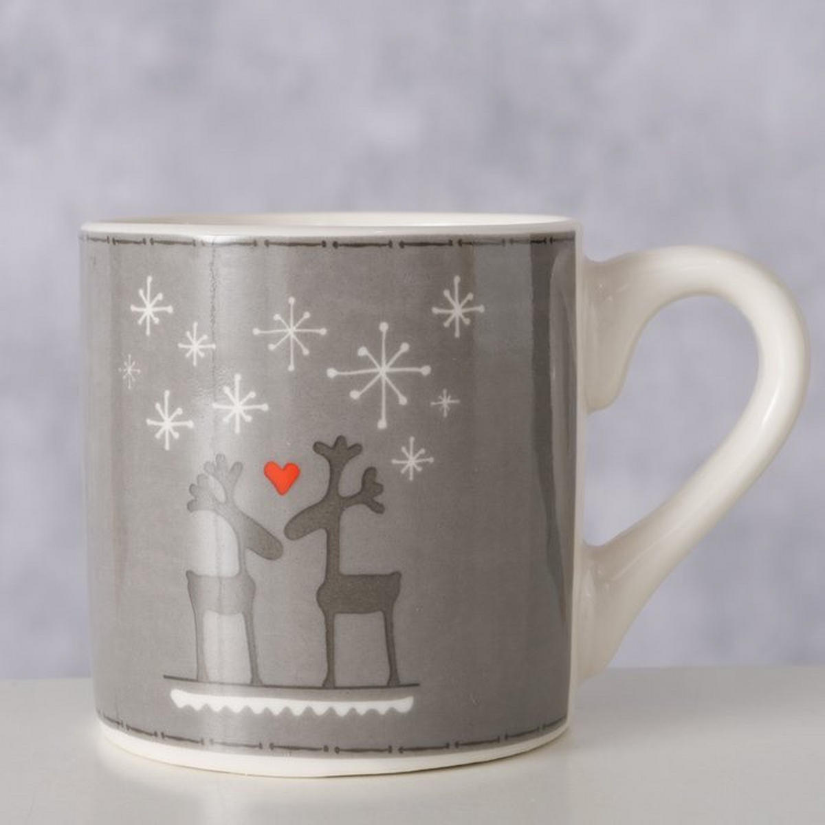 ESPRESSOTASSE mit Rentier Lovelies 8,5/5,8/6,1 cm - Grau, Keramik (5.8/6.1/8.5cm) - Boltze Home