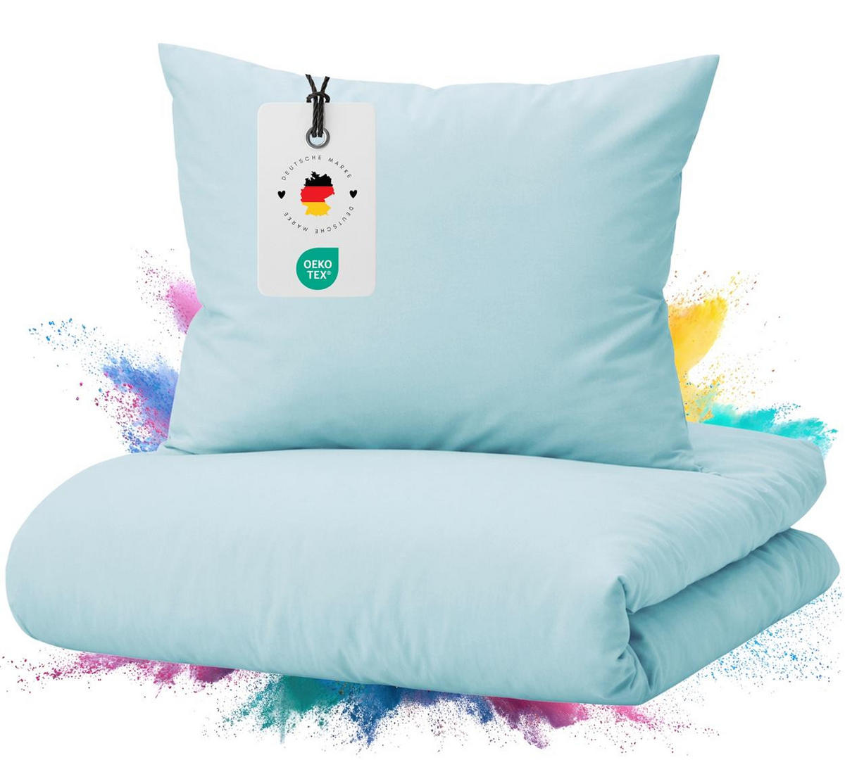 BETTWÄSCHE Mako Satin 135x200 cm aus 100% Baumwolle mit Reißverschluss, Uni Bettbezug 135 x 200 - Hellblau - Hellblau, Textil (135/200cm) - Carpe Sonno