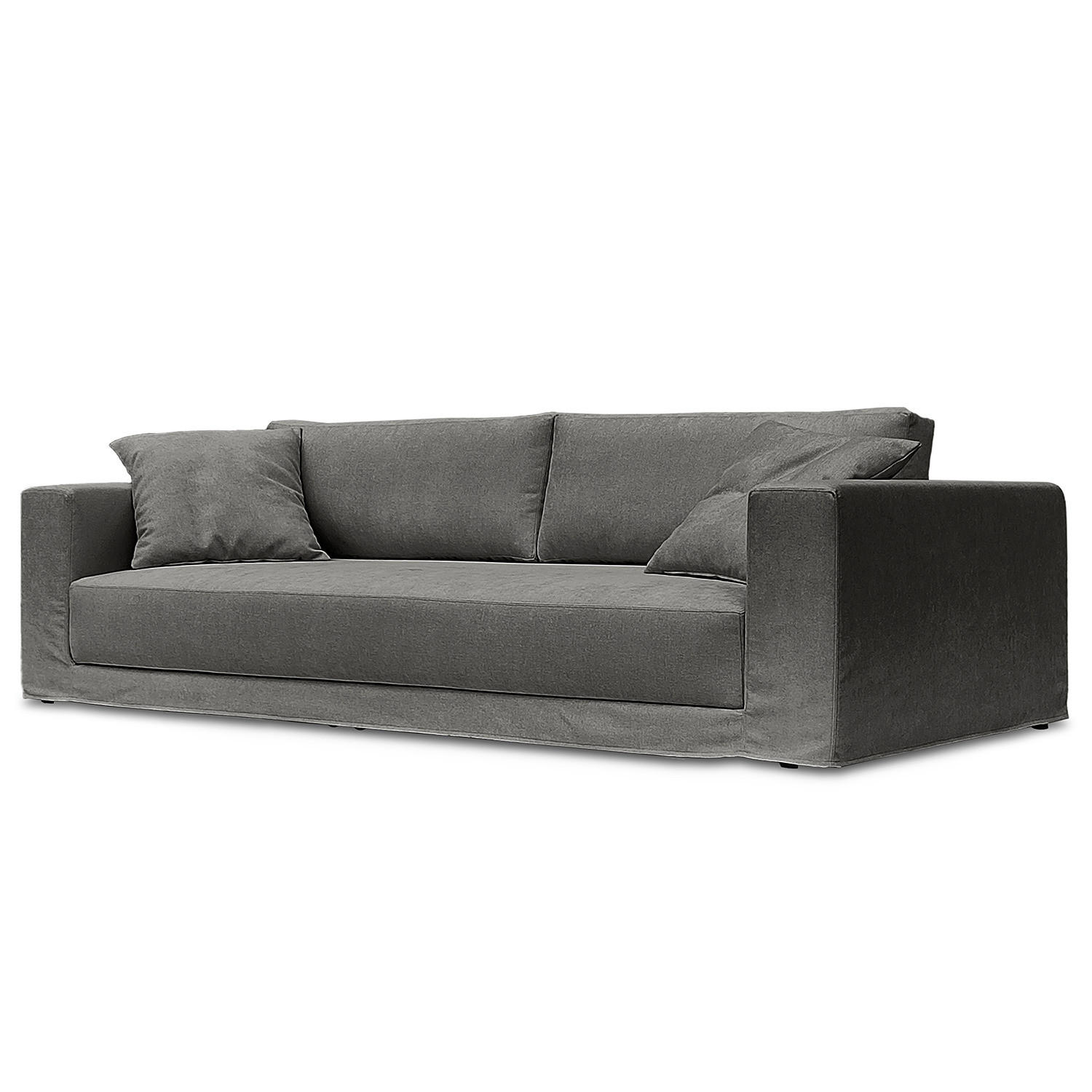 BIGSOFA mit Wechselbezug - Webstoff - Dunkelgrau/Schwarz, Kunststoff/Textil (265/63/122cm) - home24