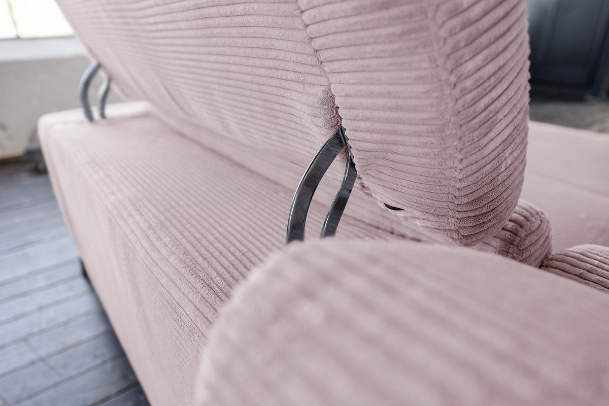 ECKSOFA LAISKA Pink Cord - Pink/Schwarz, Textil/Metall (282/177cm) - KAWOLA