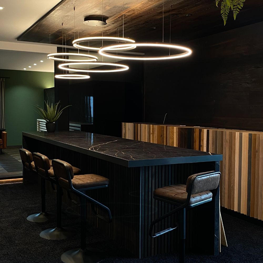 LED-HÄNGELAMPE 5er Ring Aluminium Ø 150 | 120 | 100 | 80 | 60cm - Alufarben, Metall (1.3/150/3.3cm) - s.luce