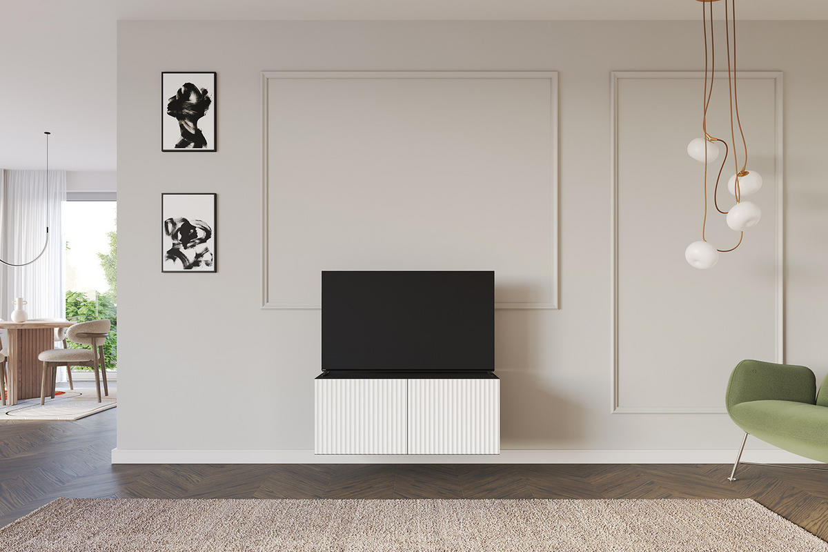 LOWBOARD NOA-2-W 100x40x41 cm - Schwarz / Weiß - Weiß, Holzwerkstoff (100/40/41cm) - ALTDECOR