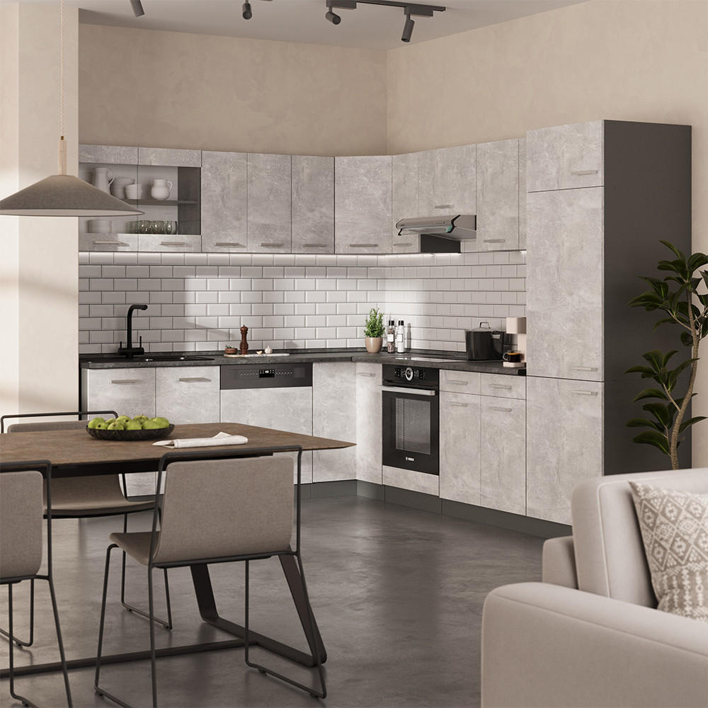 Thumbnail - Vicco Eck-Küchenschrank, Grau, Anthrazit, Holzwerkstoff, 2 Fächer, Rechteckig, 75.6x81.6x75.6 cm, Küchen, Küchenmöbel, K...