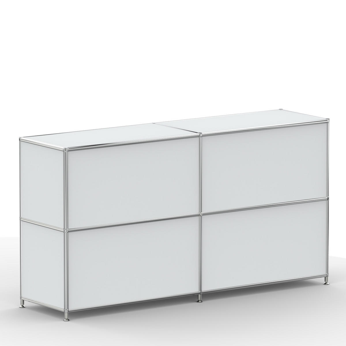 AKTENSCHRANK Büro, 4 offene Fächer, Breite 152 cm, Lichtgrau - Chromfarben/Hellgrau, Metall (40/80.5/152.2cm) - Versee