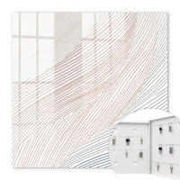 SCHLÜSSELBOX Weiß 30x30 cm – Türöffnung nach rechts - Wellenlinien - Beige, Metall (30/30/5cm) - TULUP