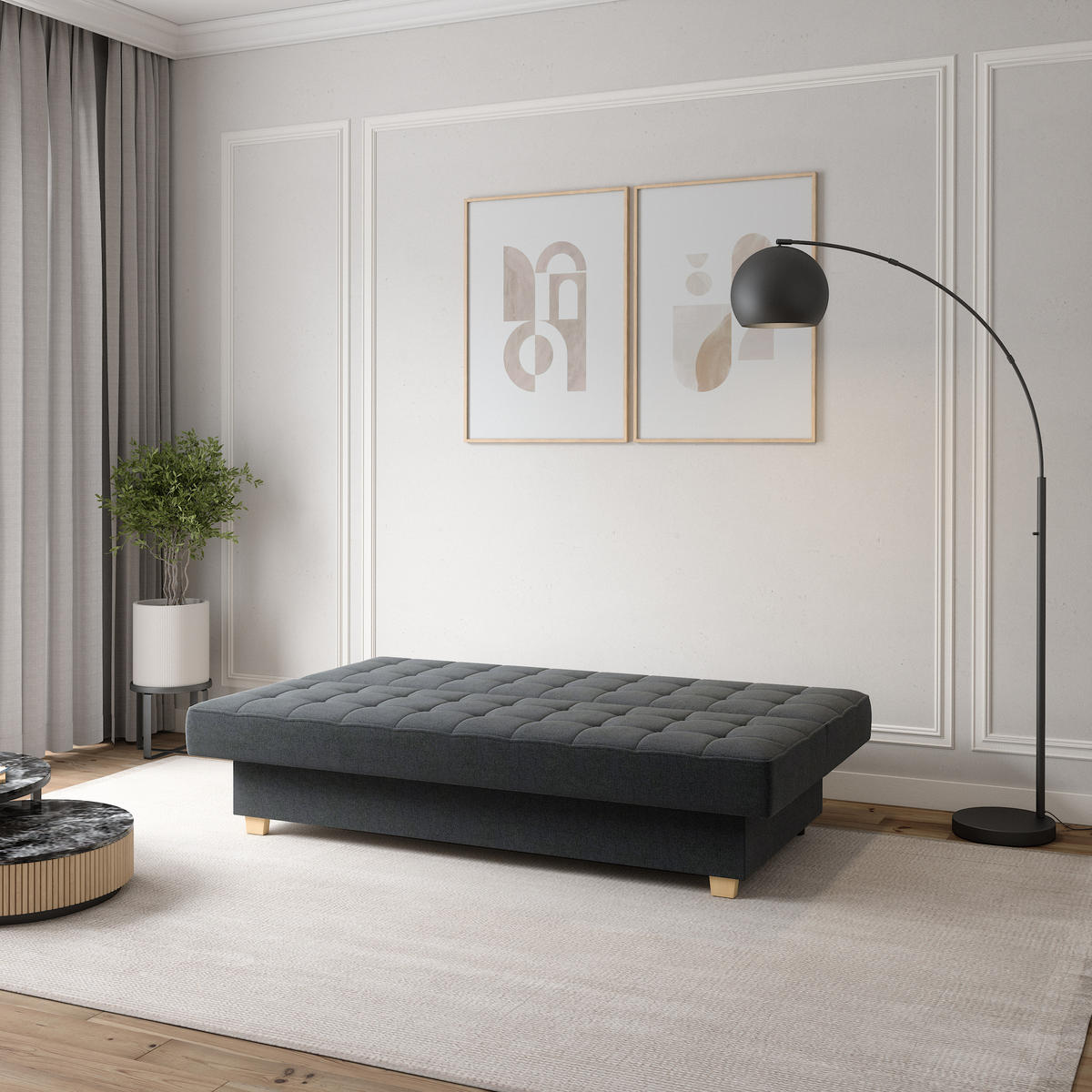 SCHLAFSOFA BELFI - Anthrazit (Twist 23) - Anthrazit, Holzwerkstoff (192/95/92cm) - Möblo