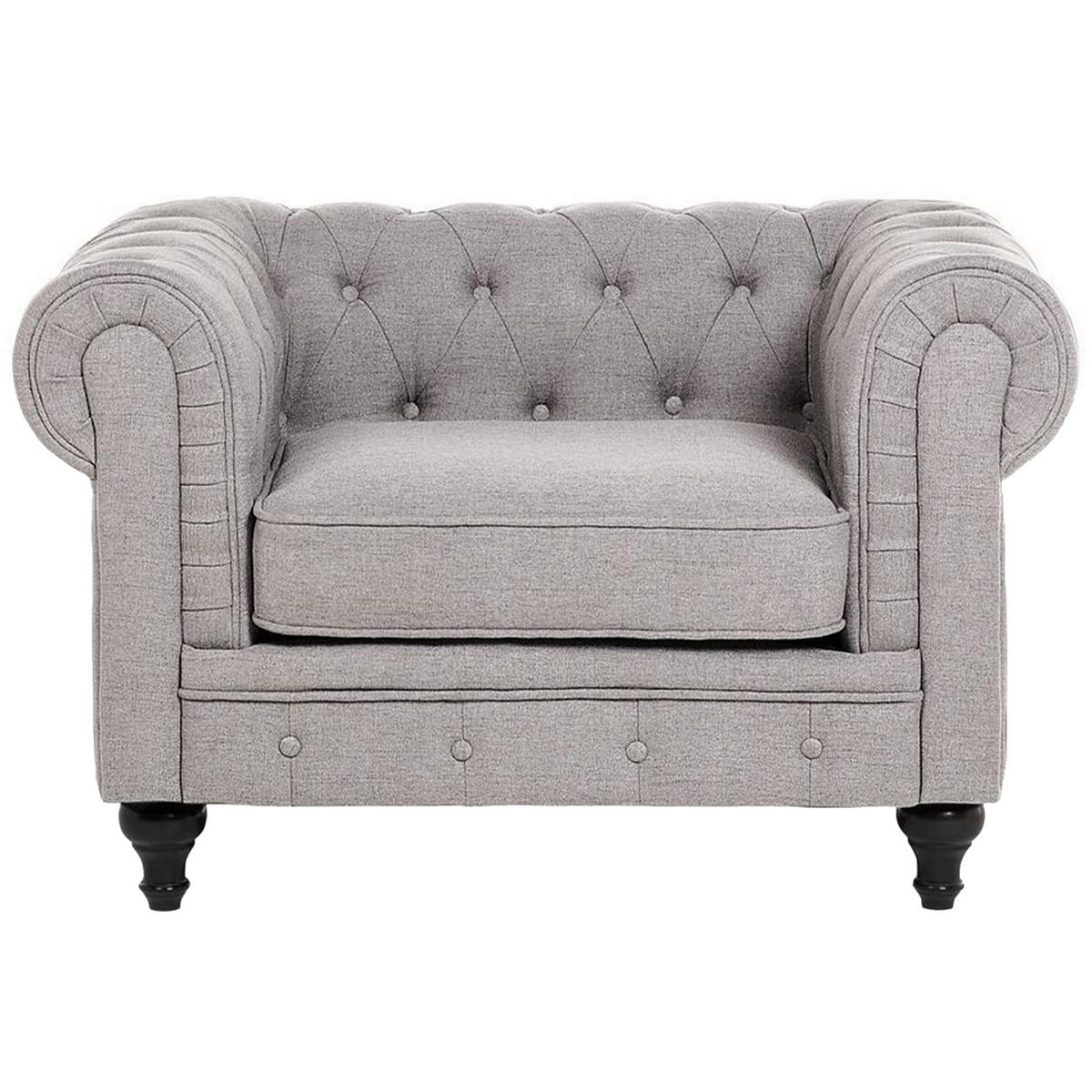 SOFA-SET 4-sitzer Polyester Hellgrau Chesterfield - Hellgrau, Textil (202/70/75cm) - Beliani