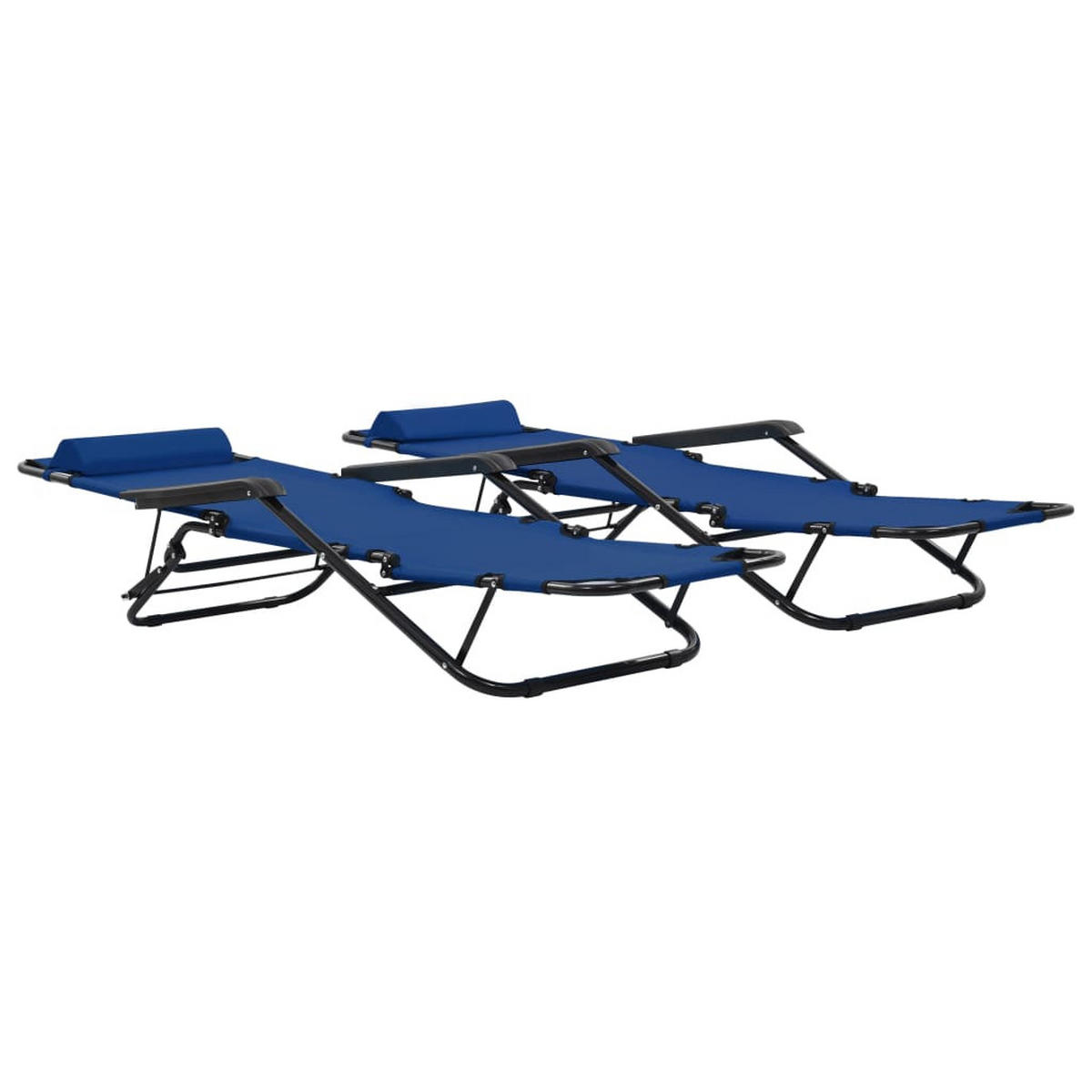 KLAPPBARE Sonnenliegen 2 Stk. mit Fußablage Blau - Blau, Textil (61/89/138cm) - furnicato