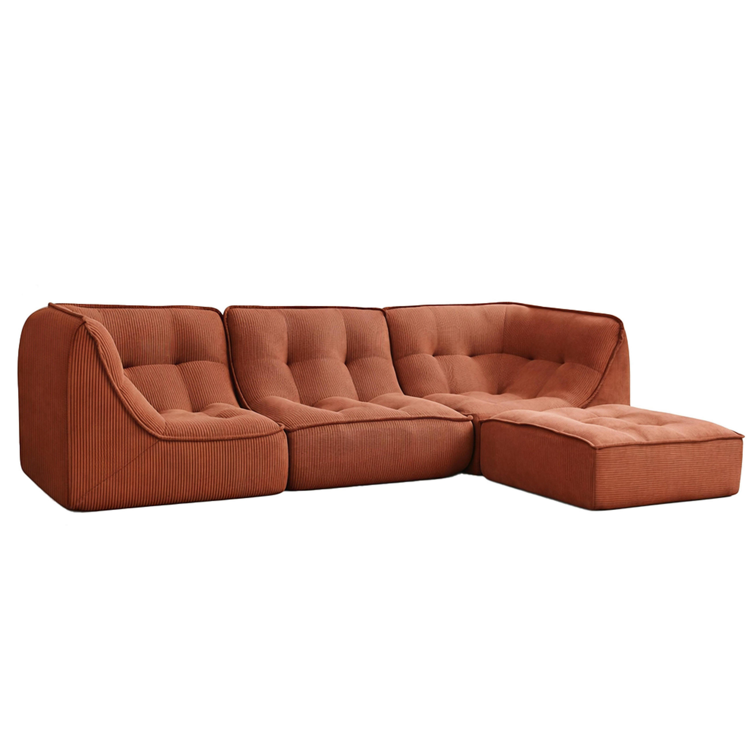 SOFA 3-tlg., Terrakotta - Rot, Textil (260/70/165cm) - Oviala