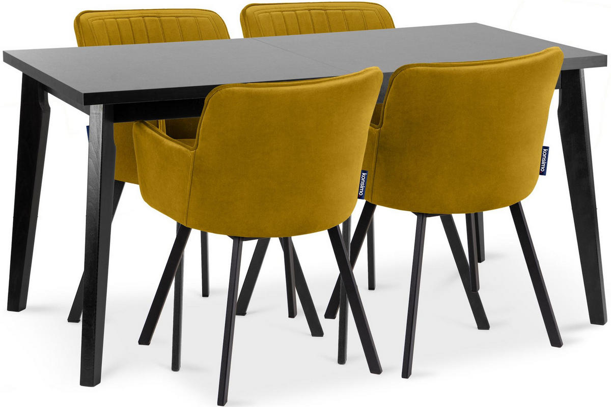 ESSTISCH RHENA ausziehbar bis 190cm, Schwarz - Schwarz, Holz (150/77/80cm) - KONSIMO®