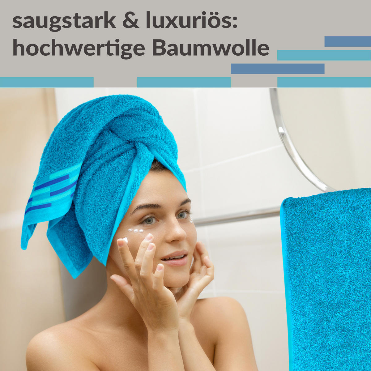 HANDTUCH Lugano Aquamarin 2er 50x100 cm - Blau, Textil (50/100cm) - Lashuma
