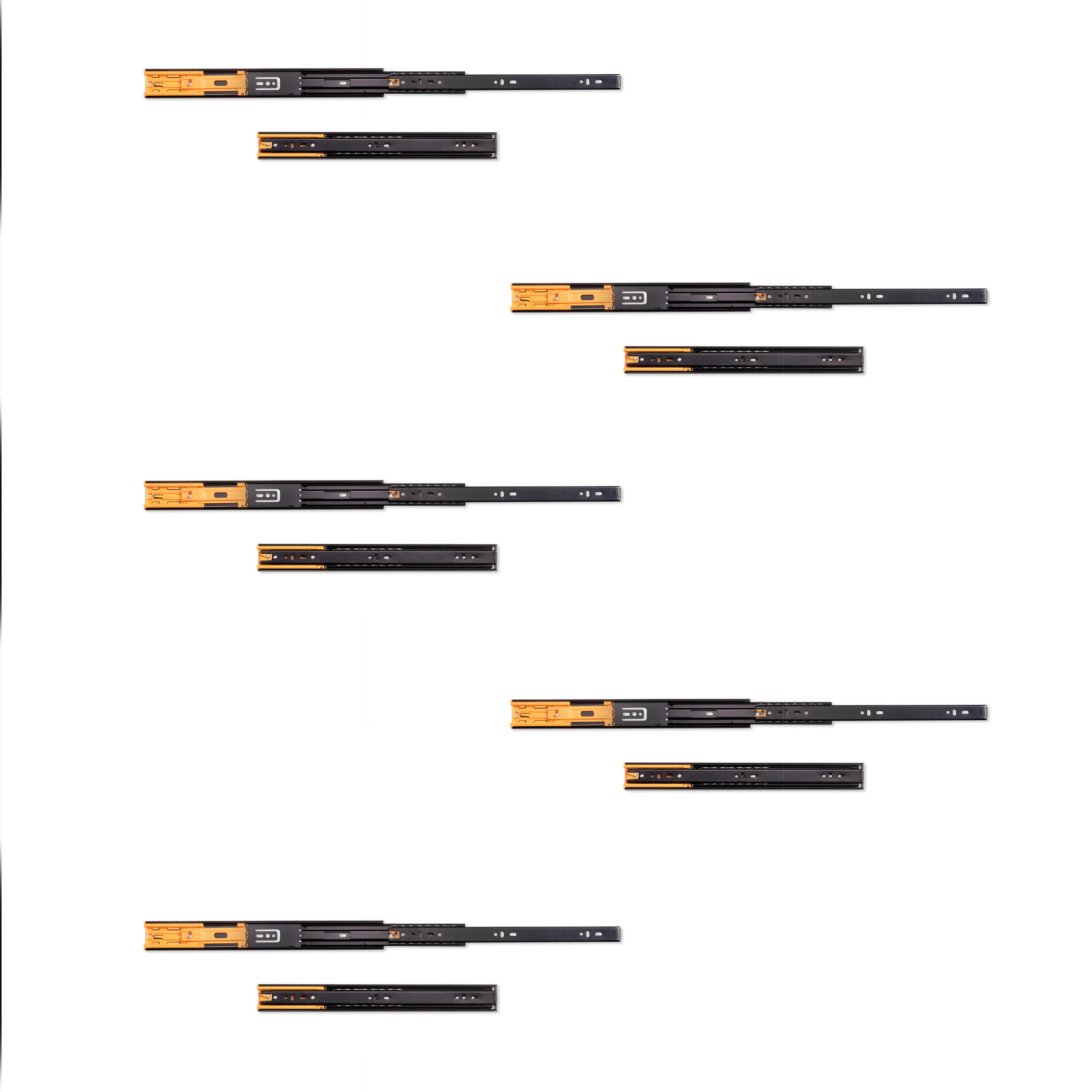 KUGELFÜHRUNGEN Höhe 45mm, Tiefe 350mm, Vollauszug, mit Schließautomatik, Schwarz 5er-set - Schwarz, Metall (10/7/36cm) - EMUCA