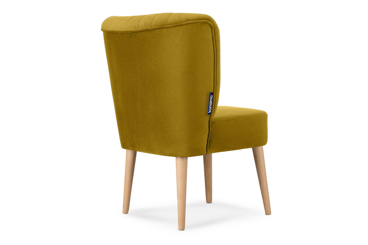 COCKTAILSESSEL DUCO auf hohen Beinen, Gelb/Buche - Gelb/Buchefarben, Holz/Textil (63/89/65cm) - KONSIMO®