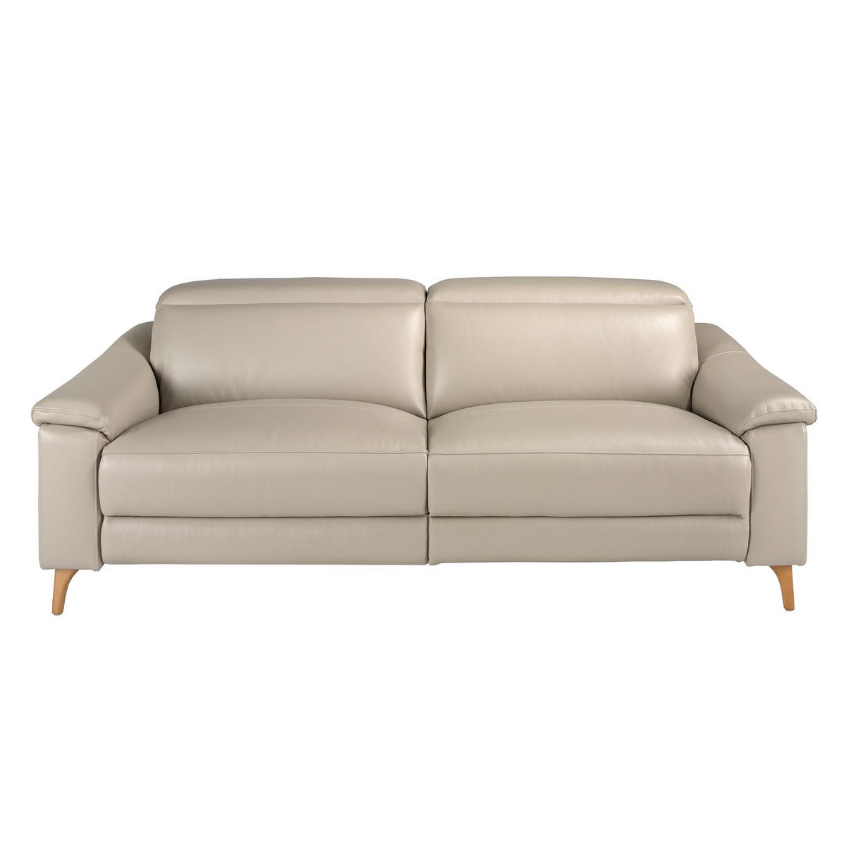 SOFA 3-Sitzer-Relax-Sofa aus taupefarbenem Leder 208/104/102 cm - Grau/Honig, Leder (208/102/104cm) - ANGEL CERDA