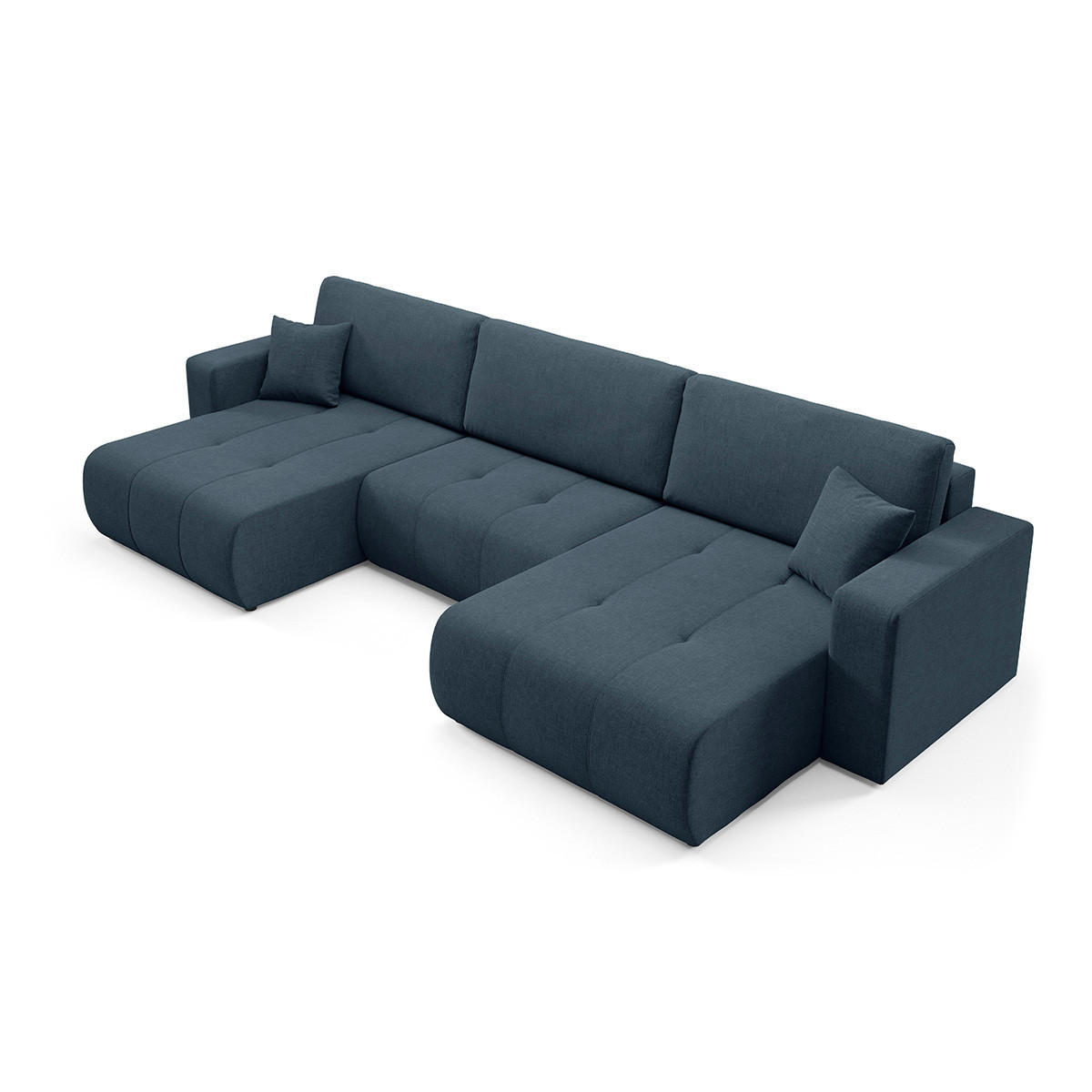 PANORAMASOFA Giulia 5 Sitzplätze Blau - Blau, Holz (344/82/149cm) - Petits-meubles