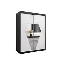 SCHWEBETÜRENSCHRANK 200/150/62 2-türig - Silberfarben/Schwarz, Holz/Kunststoff (150/200/62cm) - Abiks Möbel