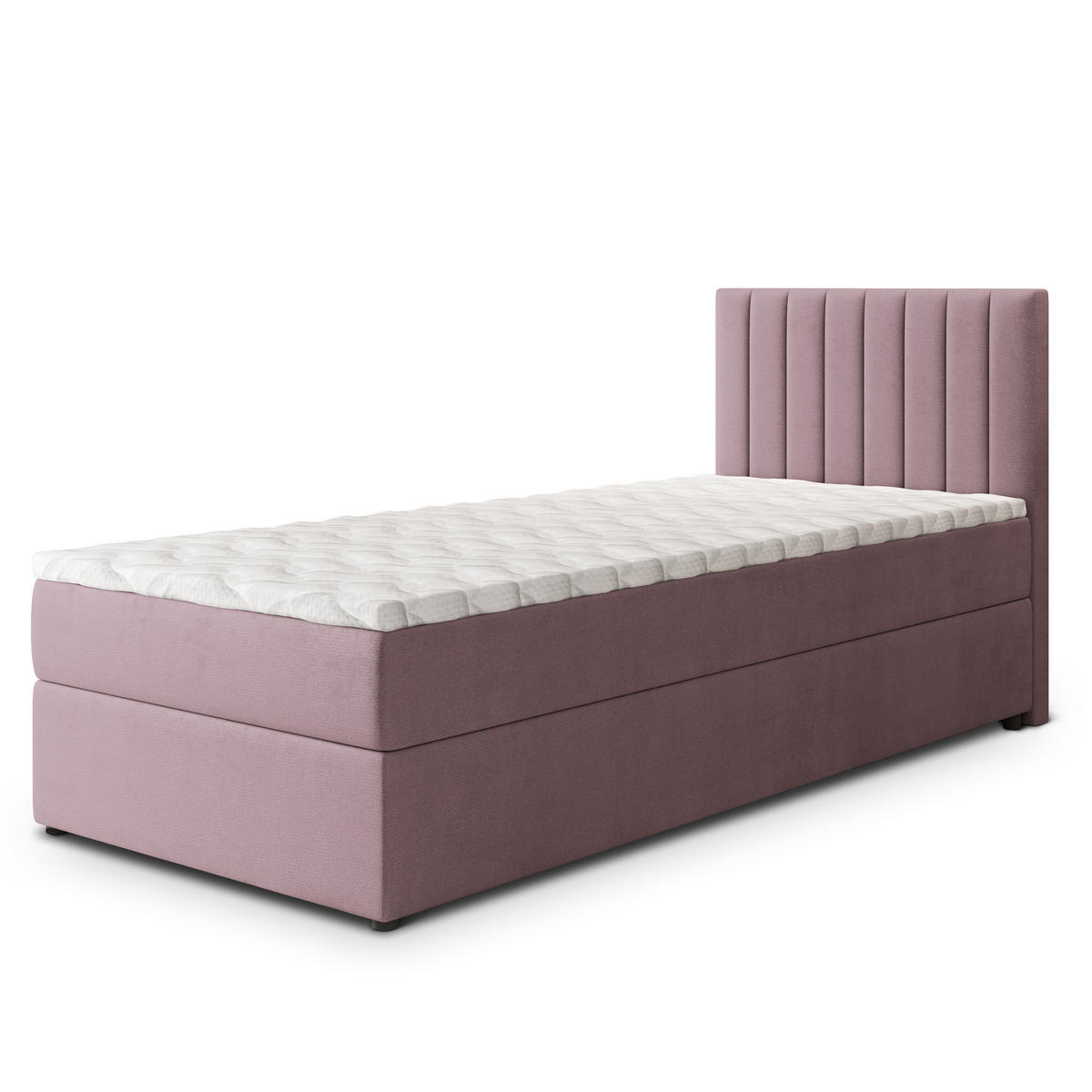 BOXBETT BRESEL 100 100x200 cm mit Matratze und Topper, H2+H3 - Rosa - Rosa, Holz (100/200cm) - MASSENO