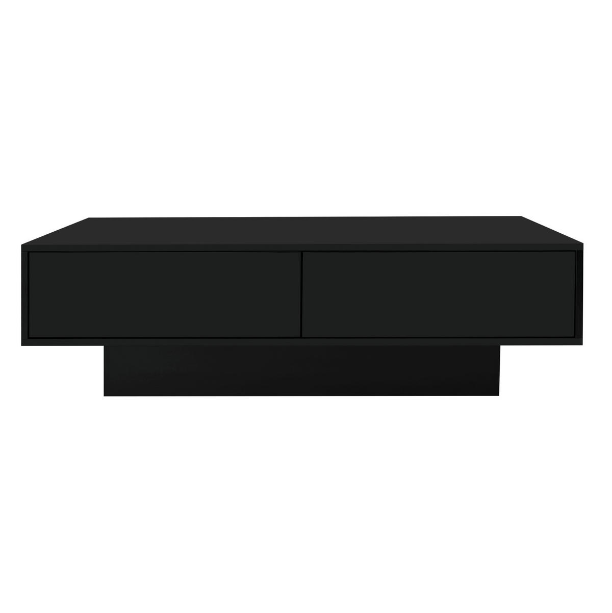 COUCHTISCH Schwarz Hochglanz mit 2 Schubladen und LED-Licht, 115/55/34 cm,Schwarz - Schwarz, Holzwerkstoff (55/115/34cm) - Redom