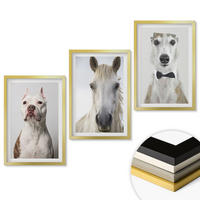 WANDBILDER 3er Set - 40x60 cm Goldrahmen - Elegante Porträts von Hunden und Pferden - Goldfarben, Kunststoff (40/60cm) - ArtPrintCave