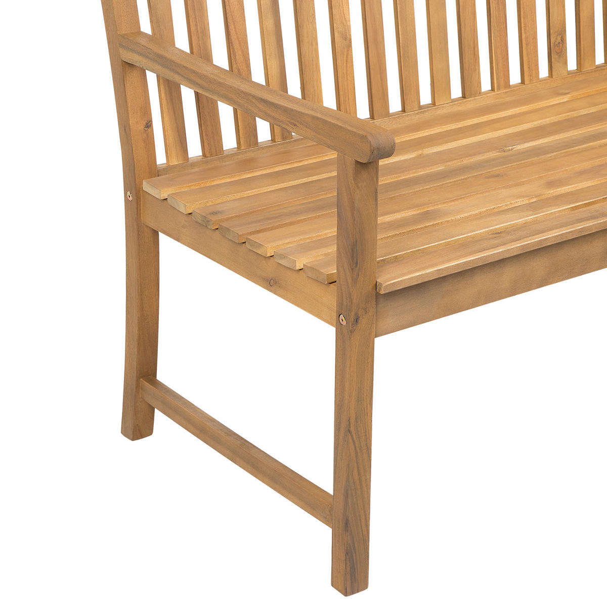 GARTENBANK zertifiziertes Holz hellbraun Auflage taupe 160 cm Vivara - Taupe/Hellbraun, Holz (160/88/61cm) - Beliani