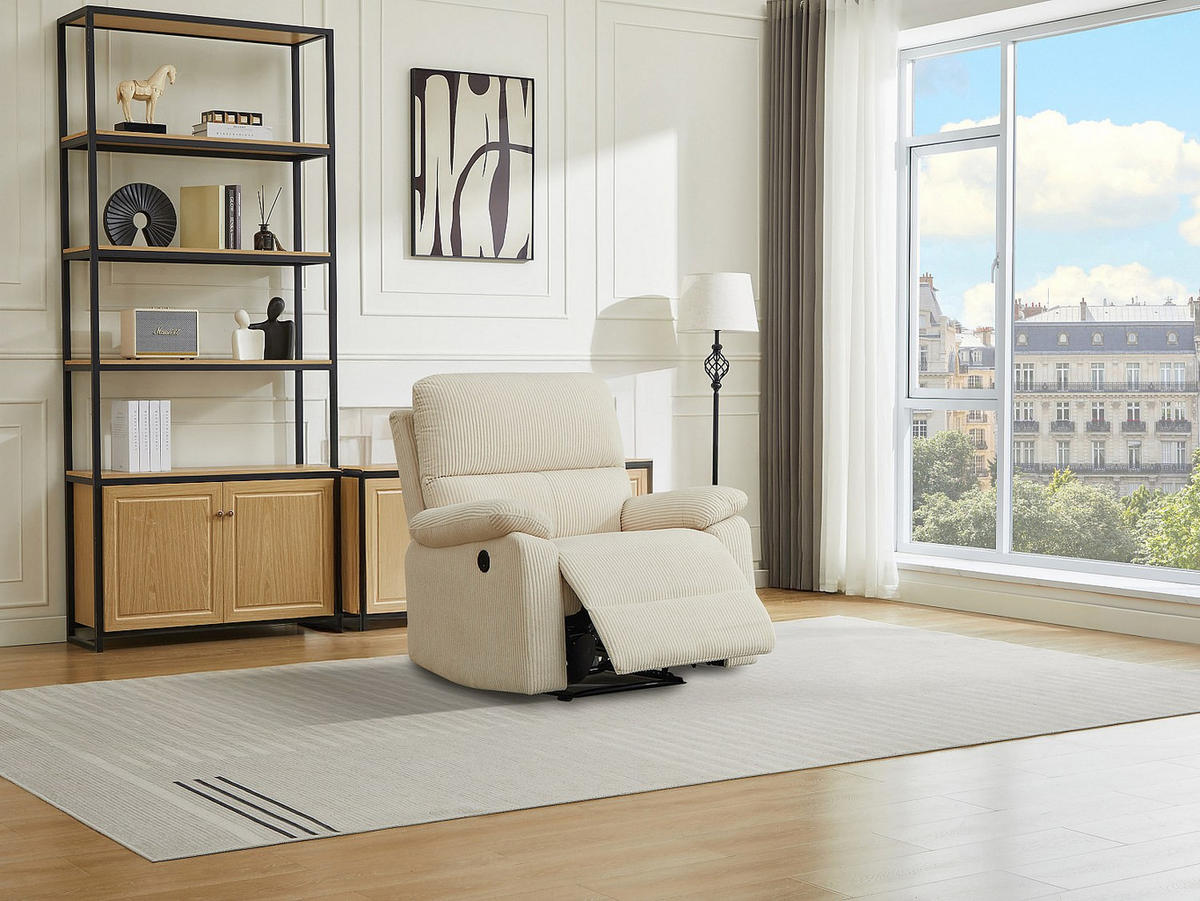 RELAXSESSEL - 1 -Sitzer - Polyester - beige - LUNANO - Beige, Textil (91/102/89cm) - Vente-Unique