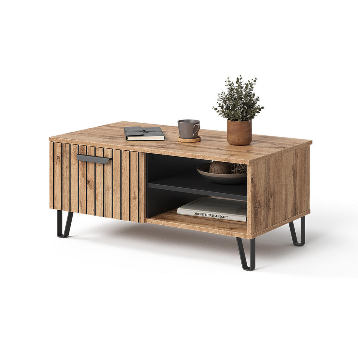 COUCHTISCH Amber Eiche Wotan 90 x 50 cm - Eiche Wotan, Holzwerkstoff (50/90/40cm) - Vicco