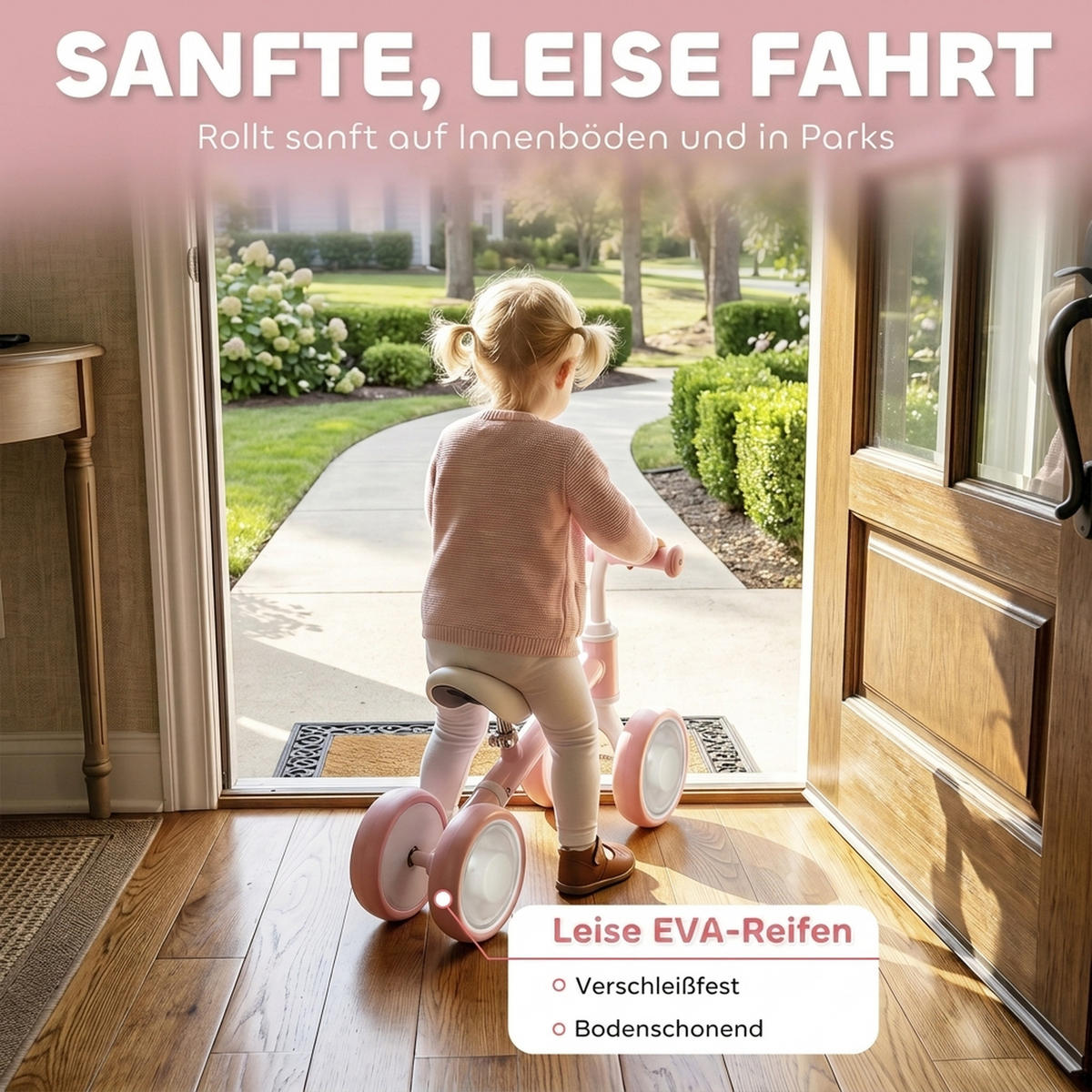 KINDER-LAUFRAD Stahl EVA Rosa - Rosa, Metall (52/22/37cm) - AIYAPLAY