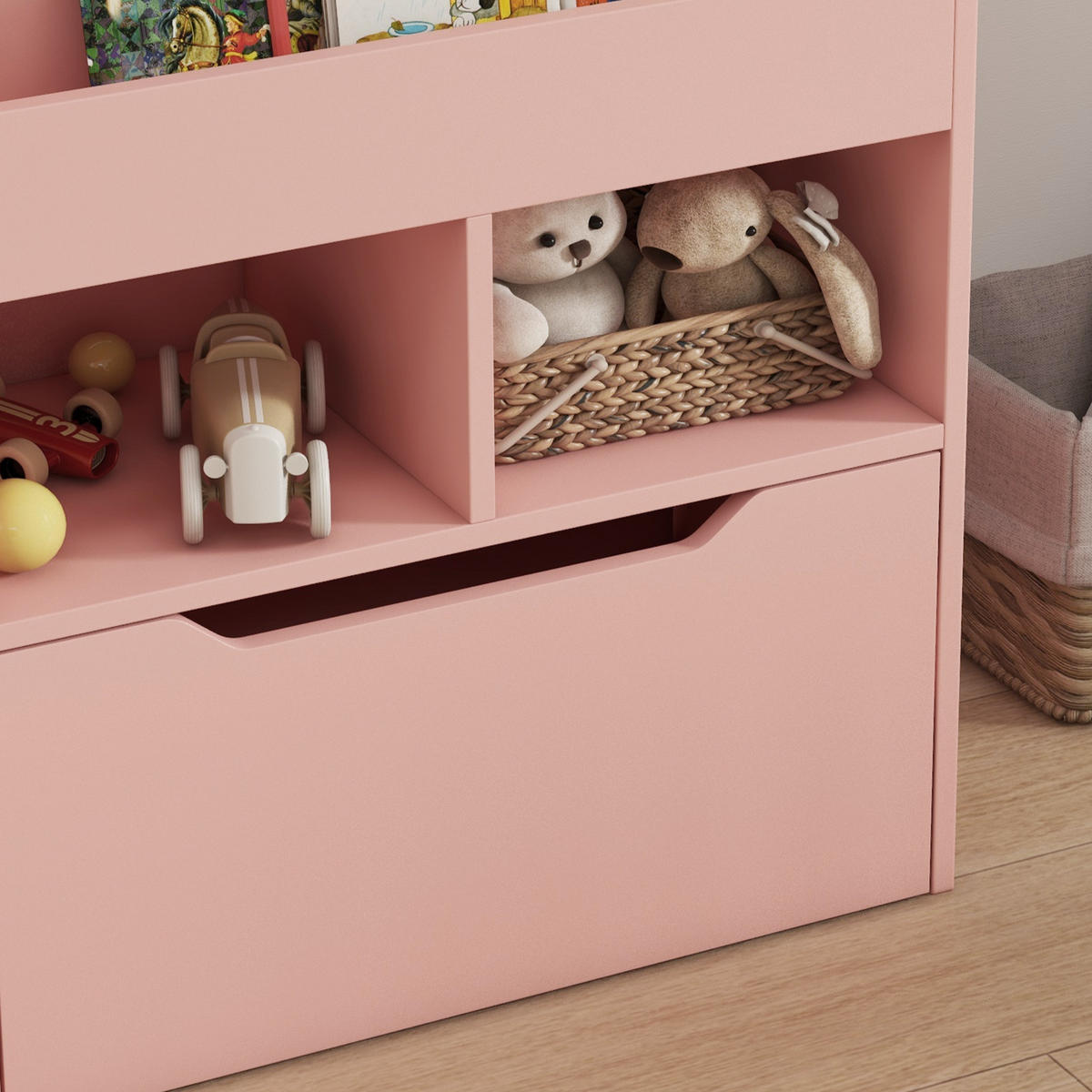 KINDERBÜCHERREGAL - Rosa, Holzwerkstoff (29.9/90/60cm) - HOMCOM