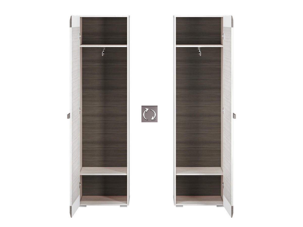 STAURAUMSCHRANK Blanco Pinie weiß / grau 55 / 42 / 202cm - Weiß, Holz/Holzwerkstoff (55/202/42cm) - Feldmann-Wohnen