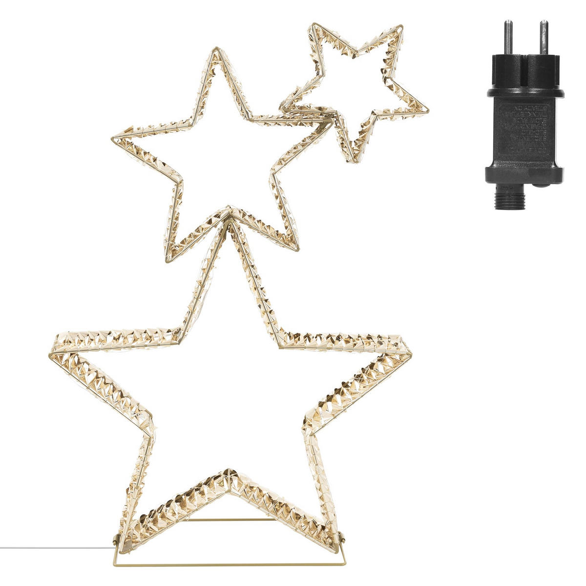 3X DEKO WEIHNACHTSSTERNE übereinander 80cm 350 LED Warmweiß Gold - Goldfarben, Metall (50/80/16.5cm) - ECD-Germany