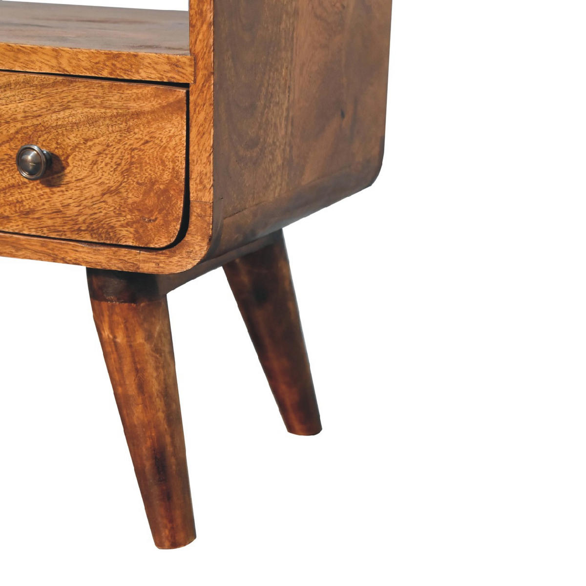 LOWBOARD Mini mit gebogener Form, Braun - Messingfarben/Braun, Mangoholz/Holz (30/45/60cm) - Artisan Furniture