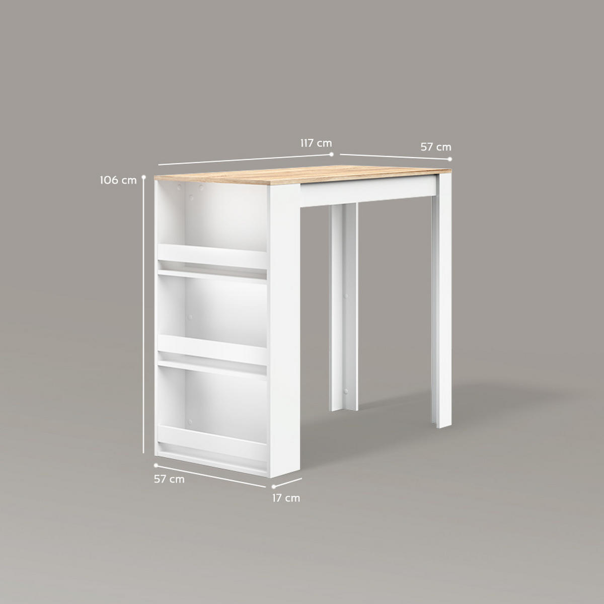 BARTISCH Regusa Weiß/Sonoma 57 x 117 cm - Weiß/Sonoma Eiche, Holzwerkstoff (117/57/106cm) - Livinity®