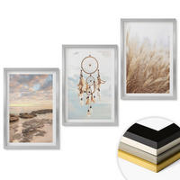 WANDBILDER 3er Set - 40x60 cm Silberner Rahmen - Wolkenmeer, Traumfänger, Gras - Silberfarben, Kunststoff (40/60cm) - ArtPrintCave