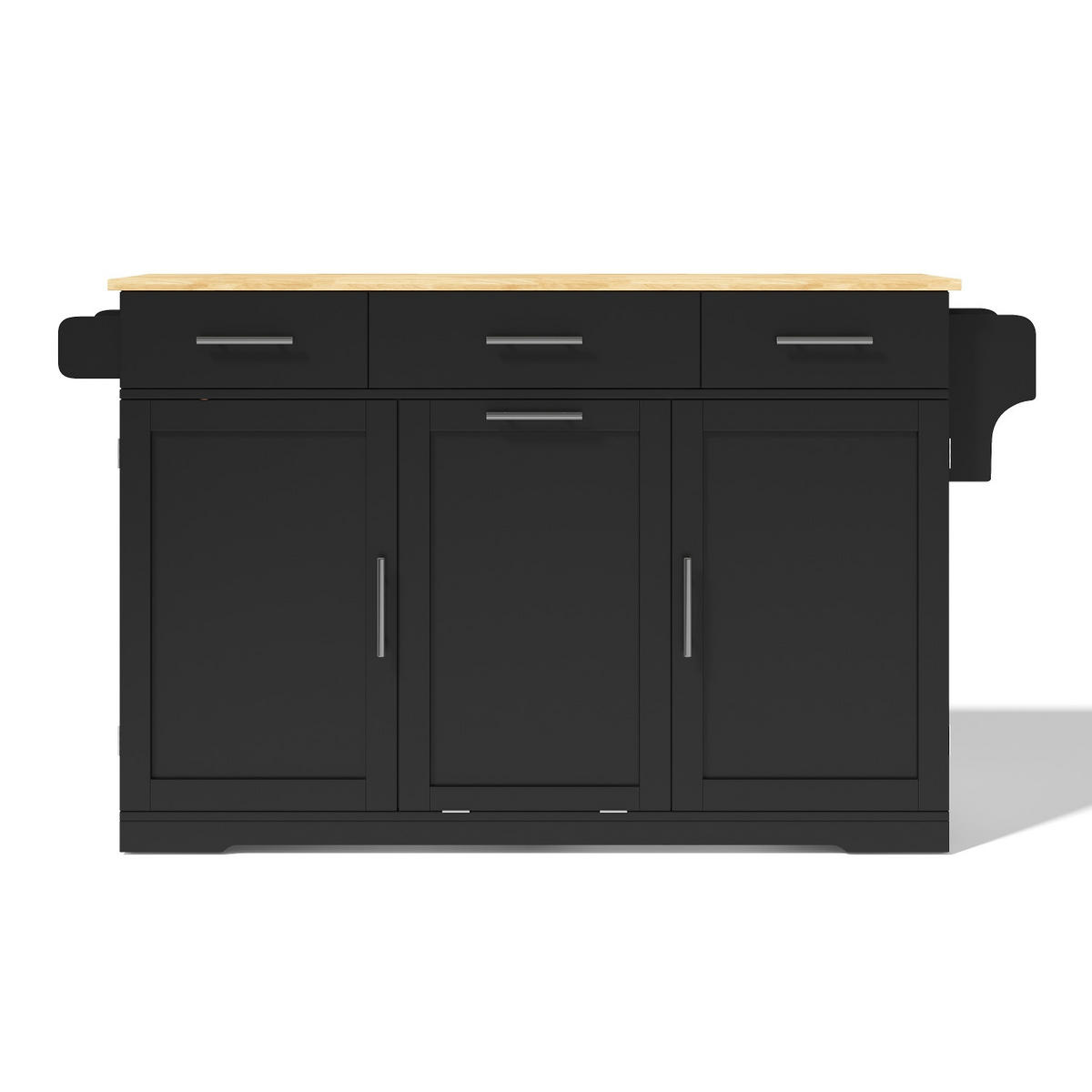 KÜCHENINSEL, KLAPPBARE ARBEITSPLATTE, MDF-Holz, Esszimmer, 136/75/92 cm - Schwarz, Holzwerkstoff (75/92/136cm) - Rolipo