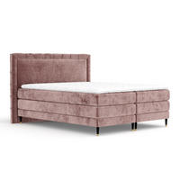 BOXSPRINGBETT Rimini Rosa 160/200 cm mit Matratze und Topper - Pink/Schwarz, Holz/Holzwerkstoff (160/200cm) - Maison de Reve