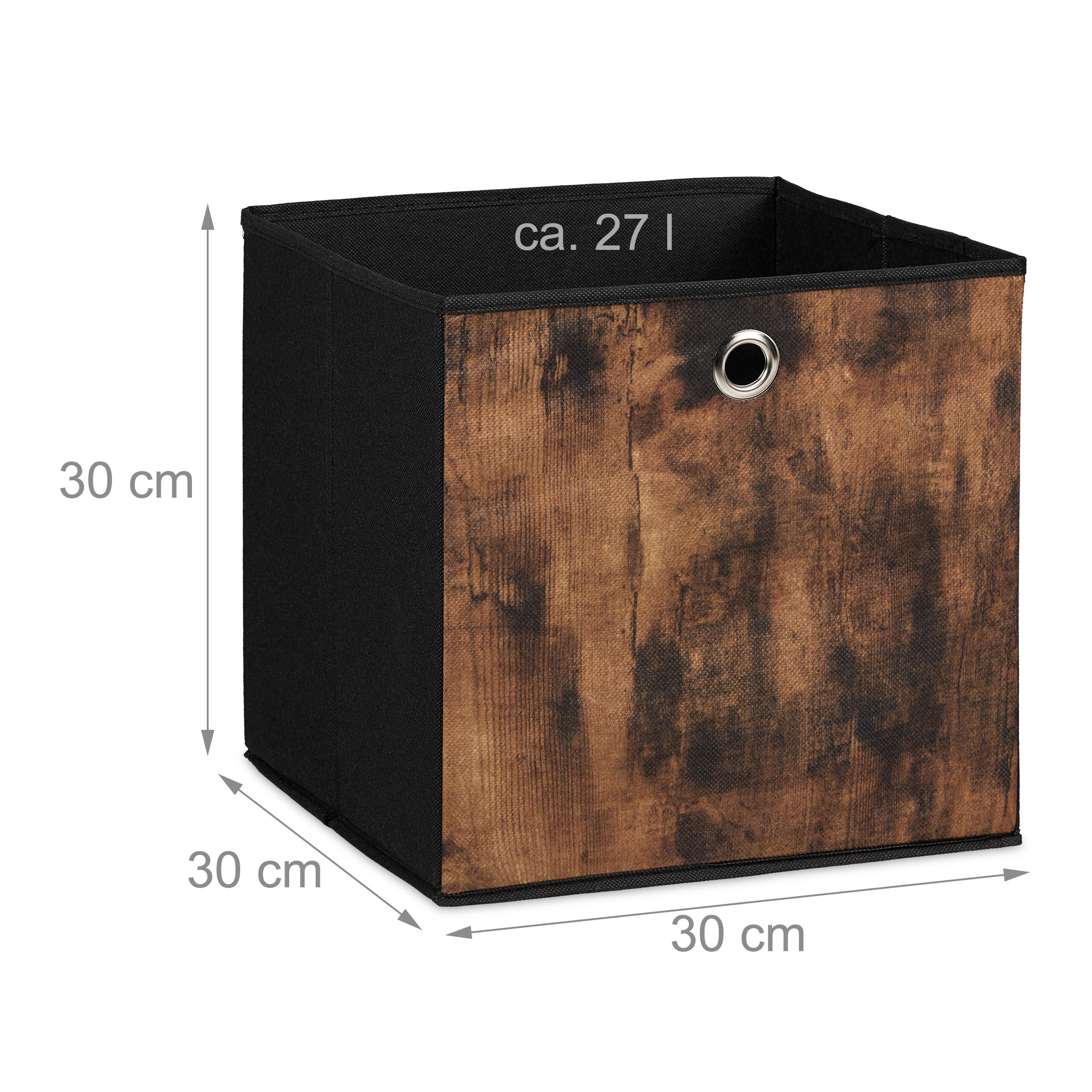 Thumbnail - Relaxdays 6Xaufbewahrungsbox, Schwarz, Kunststoff, Wellpappe, Metall, 30x30x30 cm, Ordnen & Aufbewahren, Aufbewahrungsbo...