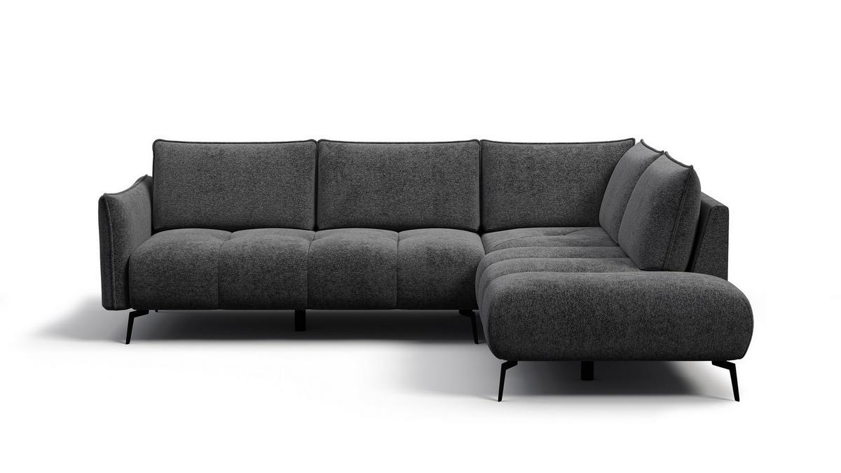 ECKSOFA AERA 5-Sitzer rechts, dunkelgrau - Dunkelgrau/Schwarz, Holz/Textil (268/206cm) - Courtois Laville