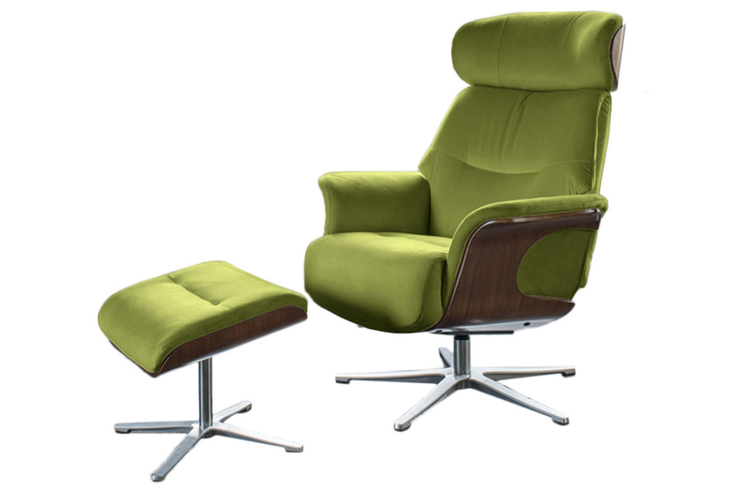 RELAXSESSEL TOSAR Grün Velvet Relaxfunktion - Silberfarben/Grün, Textil/Metall (83/110/89cm) - KAWOLA
